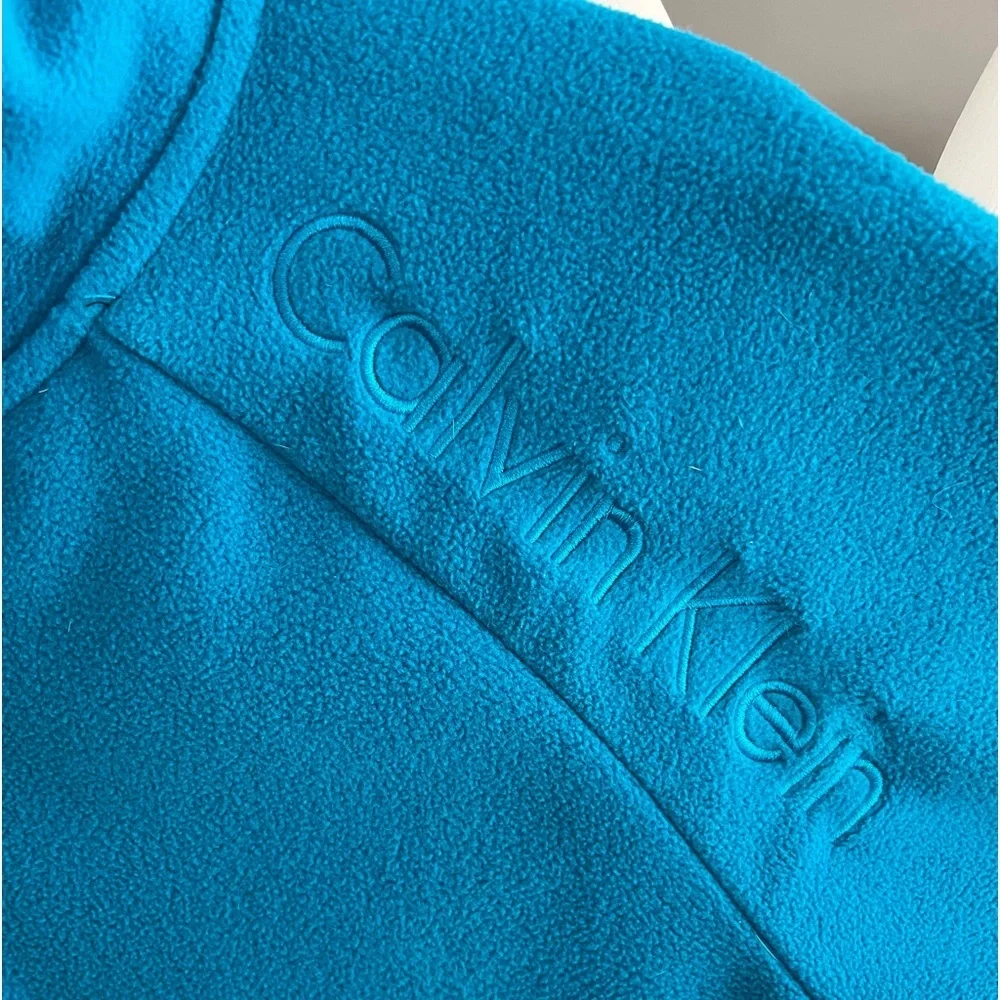 EUC Calvin Klein Fleece Mock Neck Full Zip Jacket Size Medium - Picture 5 of 11